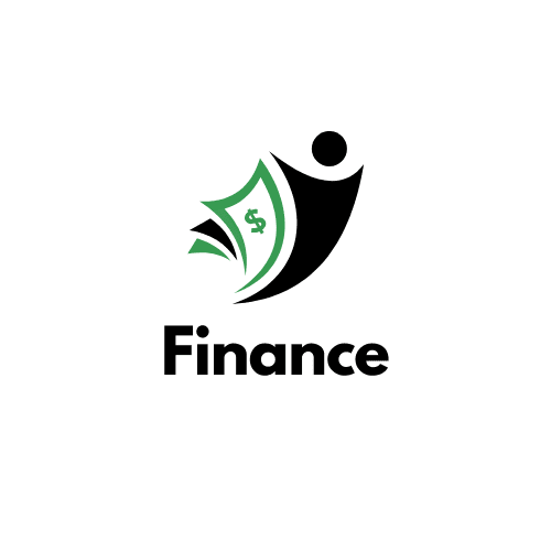 A green background with the word finance in black.