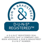 A seal that says dun & bradstreet d-u-n-s registered.